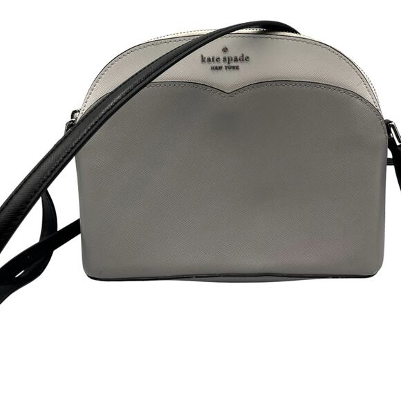 kate spade Handbags - Kate Spade Payton Dome Saffiano Leather Crossbody Bag Gray White